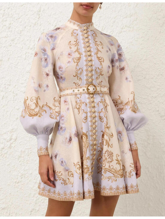 Zimmermann Dresses & Skirts - Zimmermann Cream and Lilac Baroque-Print Mini Dress